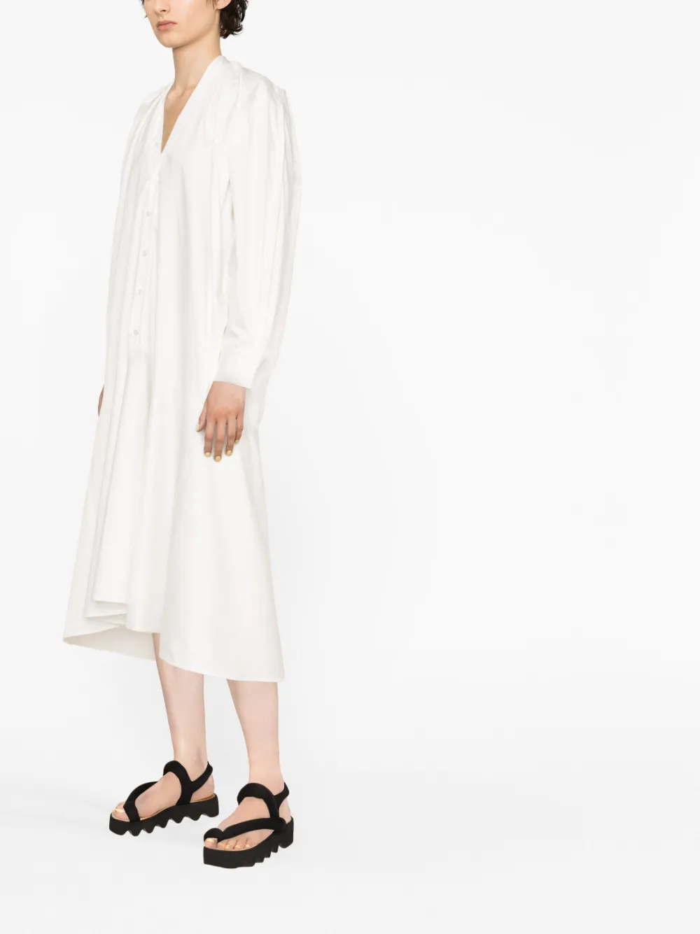 Mm6 Maison Margiela Asymmetric Shirt Dress In White | ModeSens