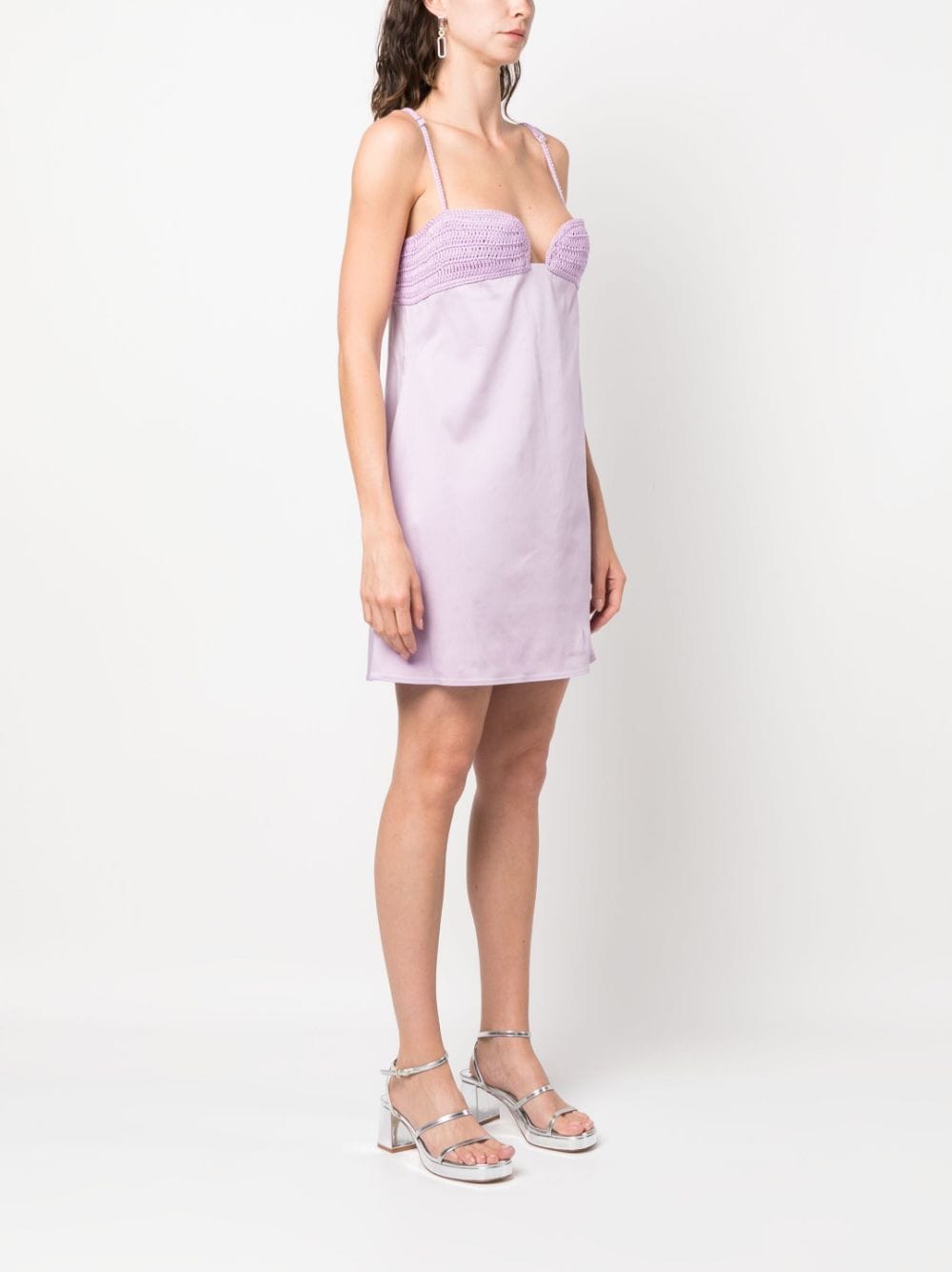 Shop Magda Butrym Crochet-detail Babydoll Dress In Purple