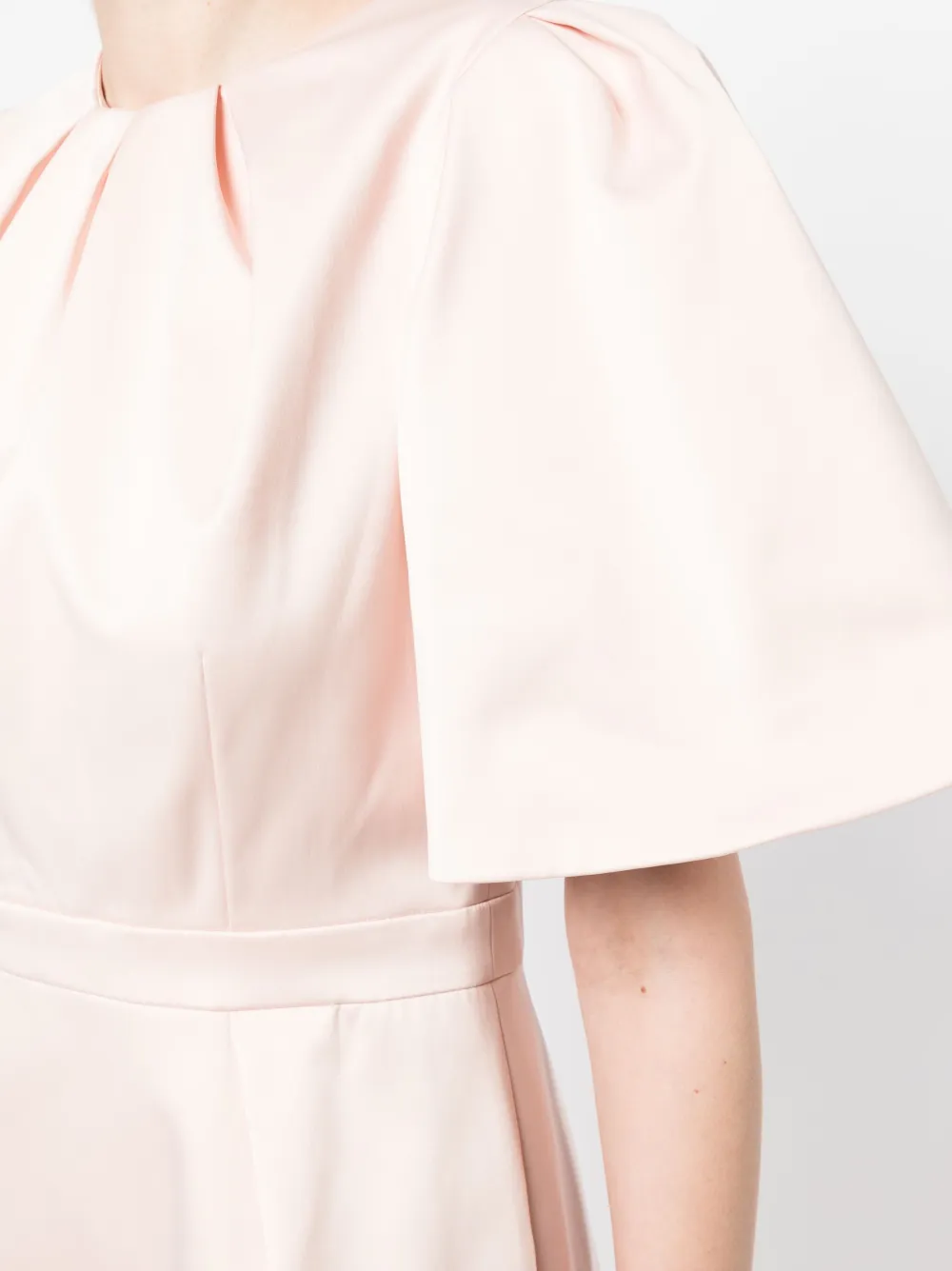 Shop Paule Ka Satin-finish Flounce-sleeve Dress In Pink