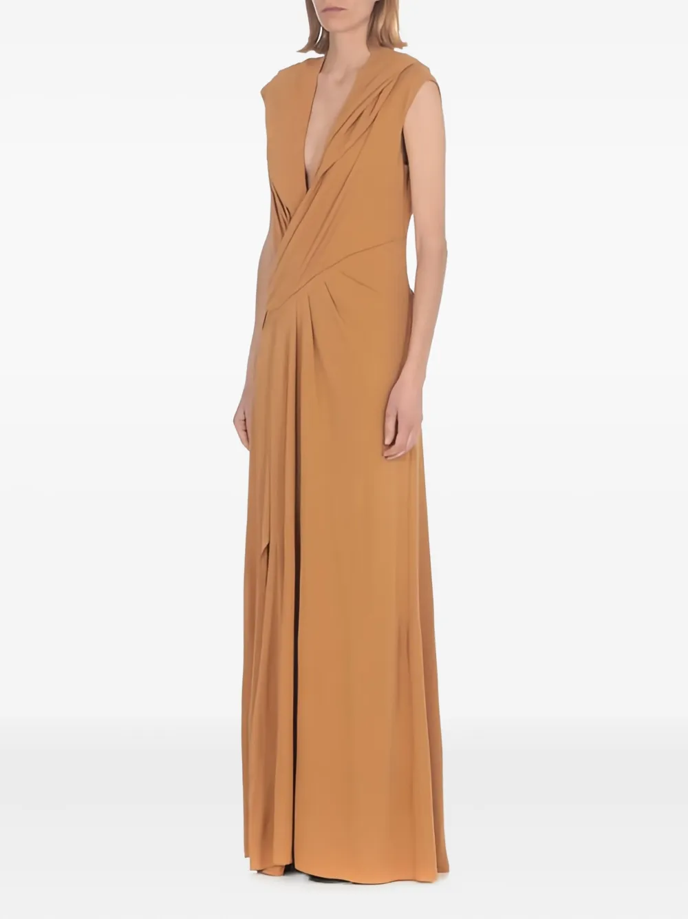 Alberta Ferretti draped-detailing maxi dress - Bruin