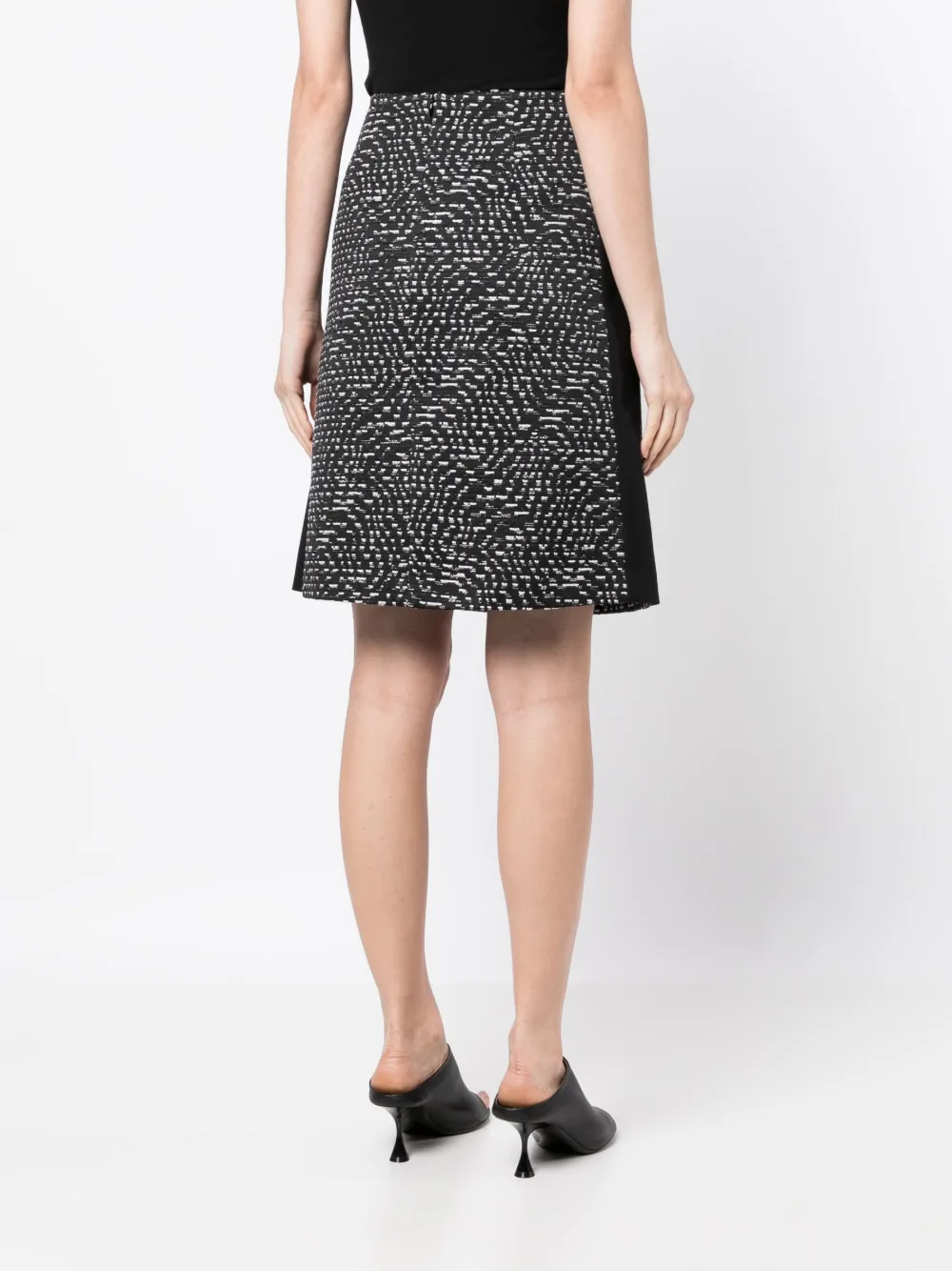 Shop Paule Ka High-waisted Tweed Skirt In Black