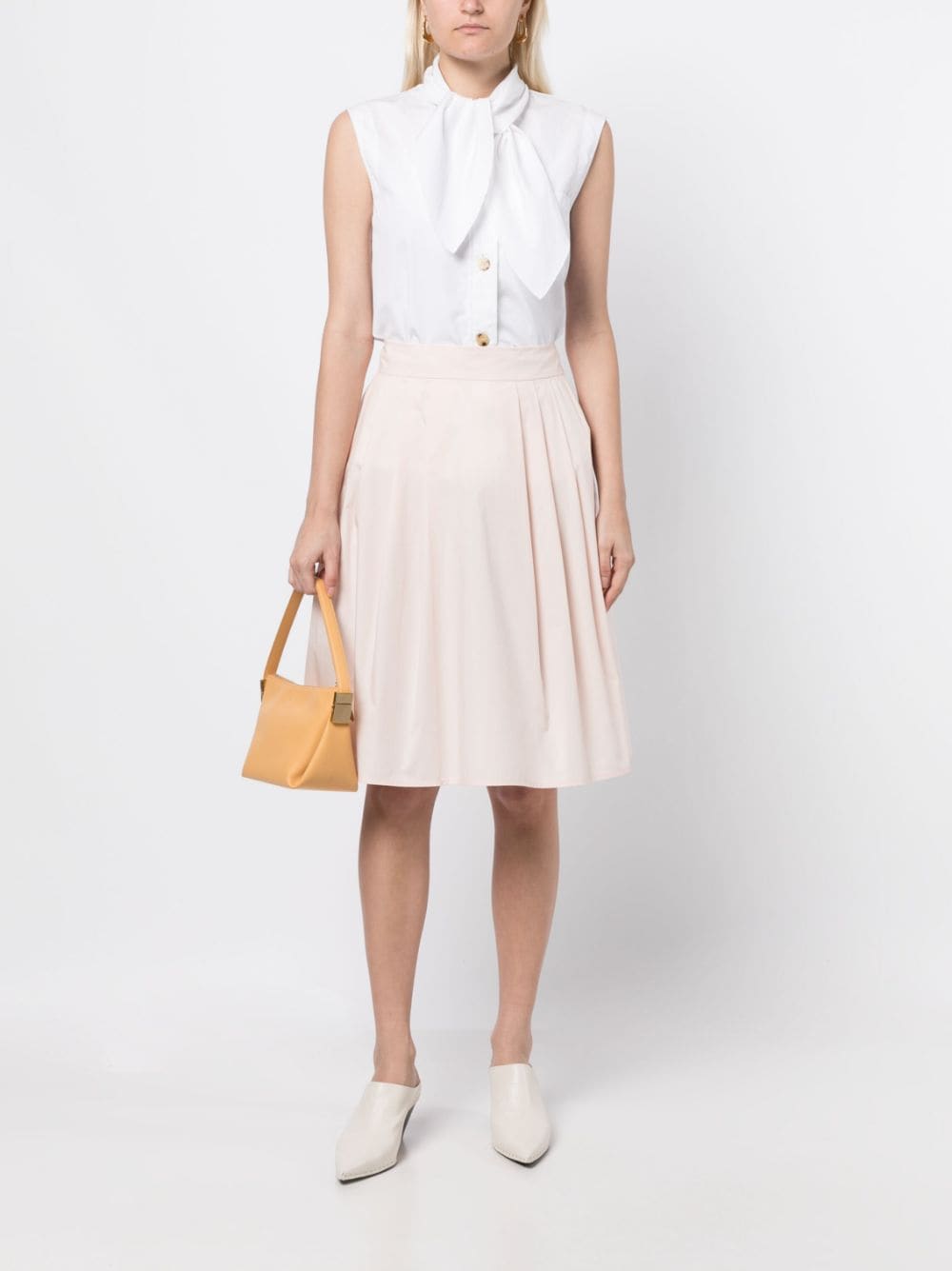 Paule Ka poplin-textured A-line skirt - Roze