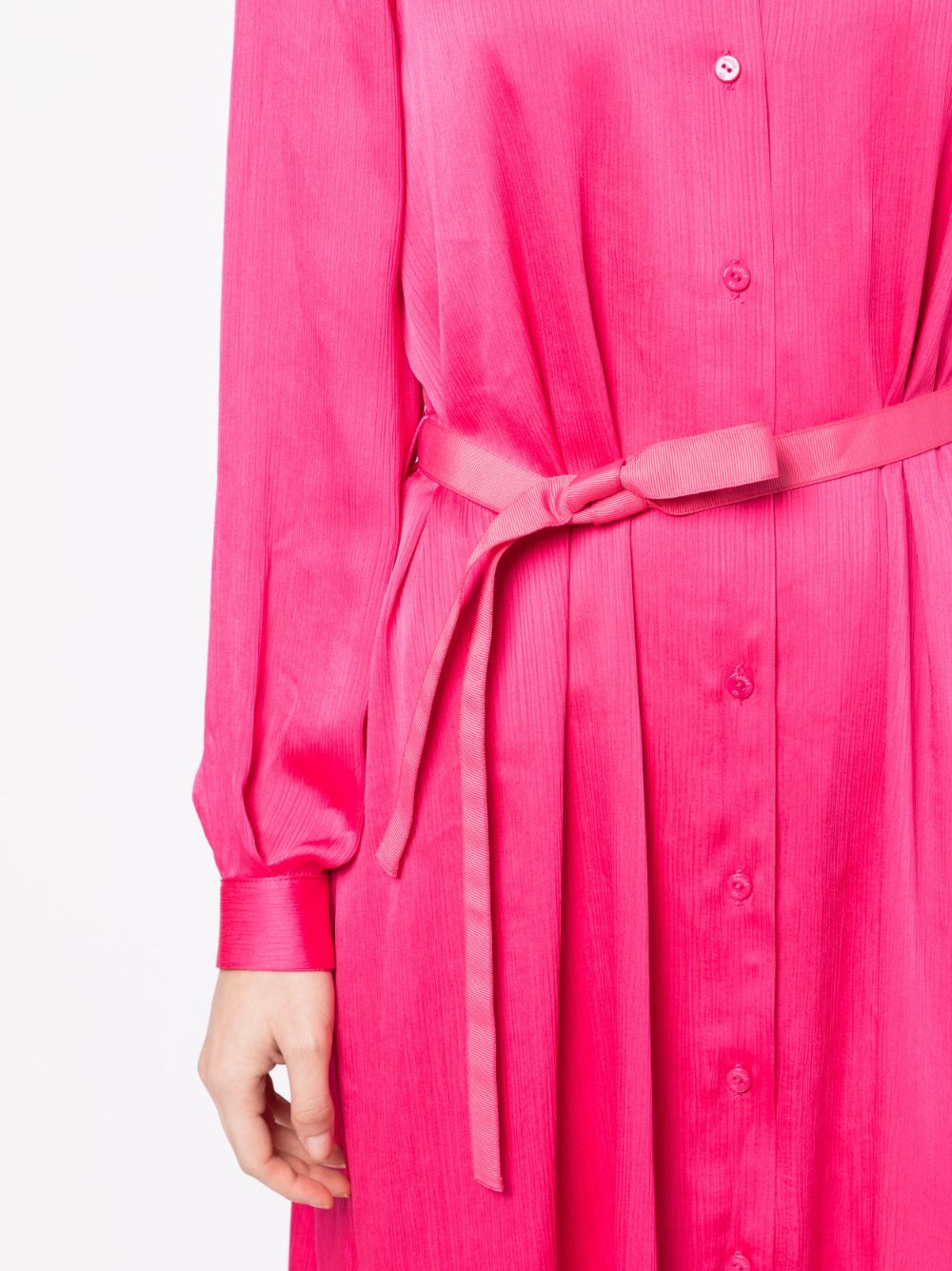 Shop Paule Ka Long-sleeve Belted Shirt Dress In Pink
