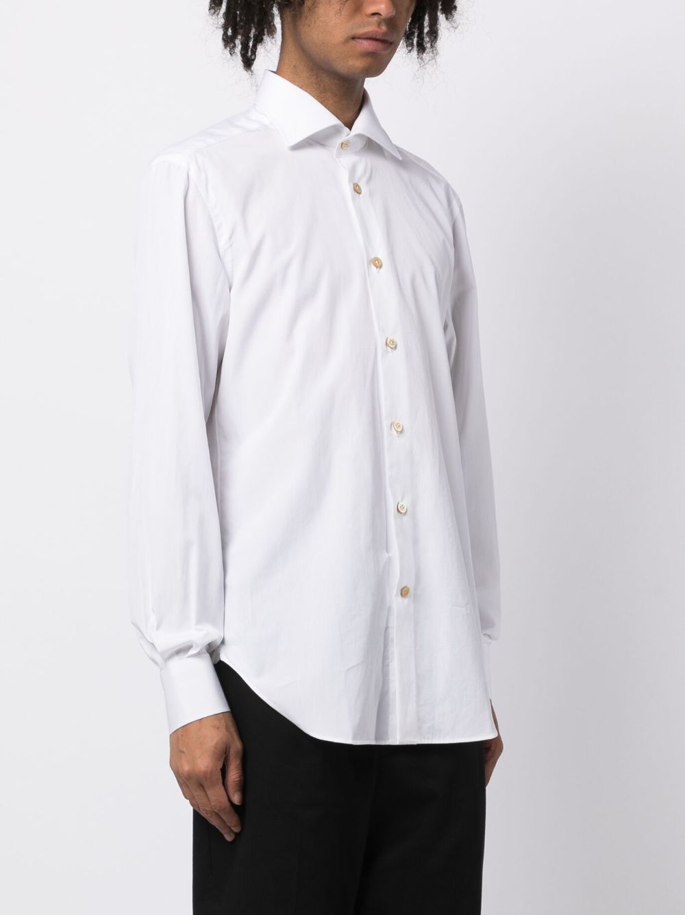 Shop Kiton Long-sleeve Cotton Shirt In White