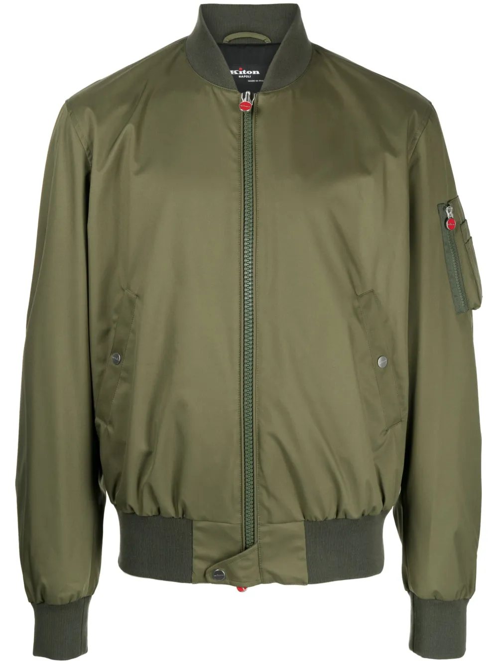 Shop Kiton Sleeve Pocket Bomber Jacket In Green