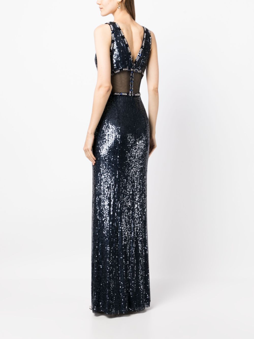 Shop Jenny Packham Carole Sequin-embellished Maxi Dress In Blue