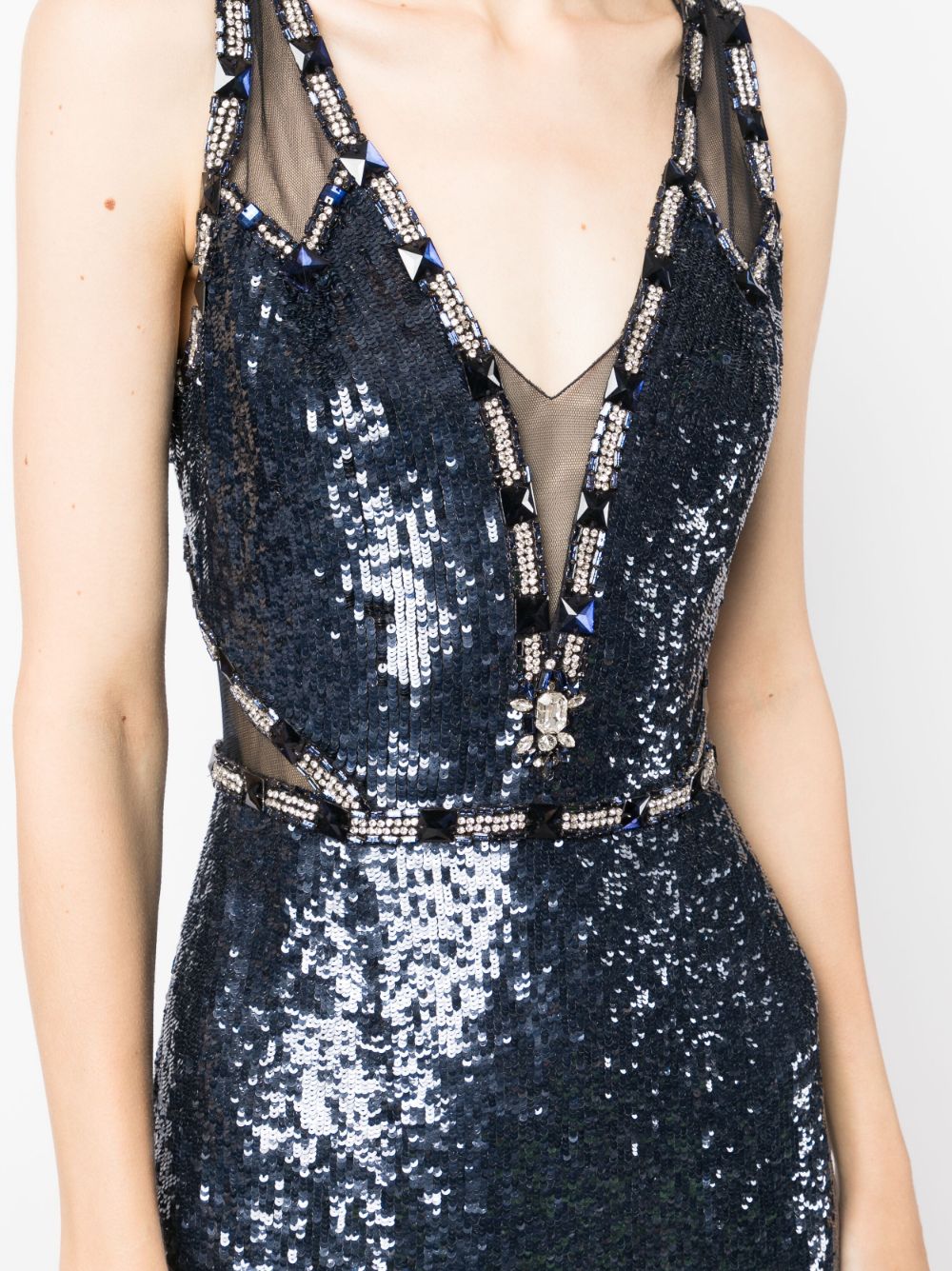 Shop Jenny Packham Carole Sequin-embellished Maxi Dress In Blue