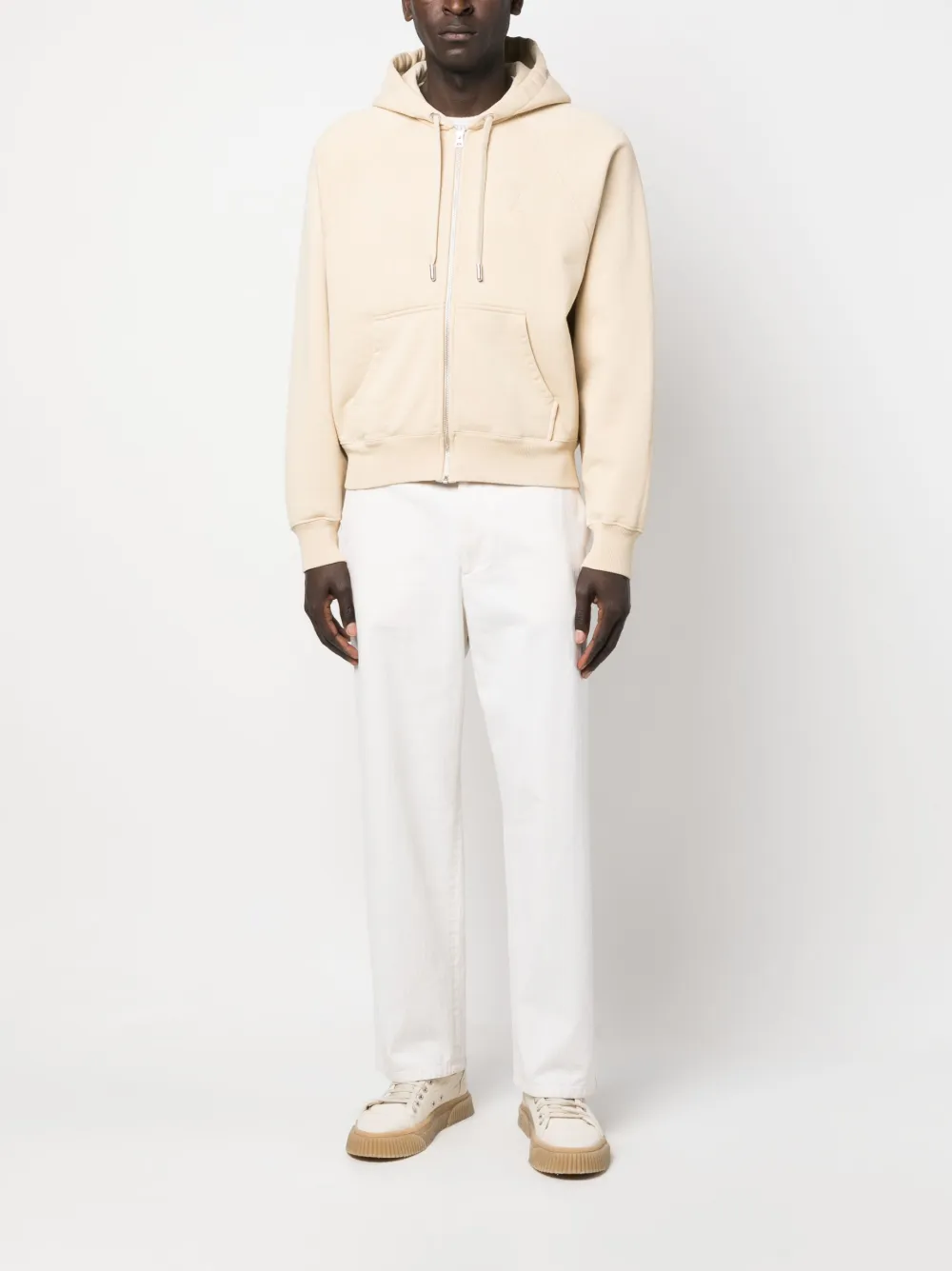 AMI Paris Hoodie met geborduurd logo - Beige
