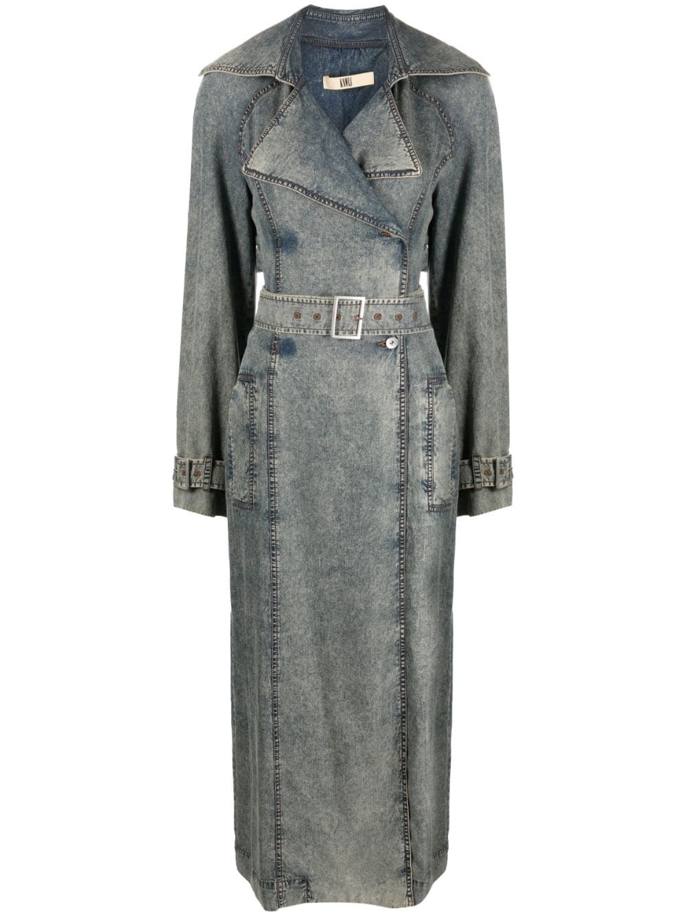 KNWLS DOUBLE-BREASTED DENIM TRENCH COAT