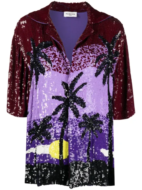 P.A.R.O.S.H. graphic-print sequin-embellished shirt