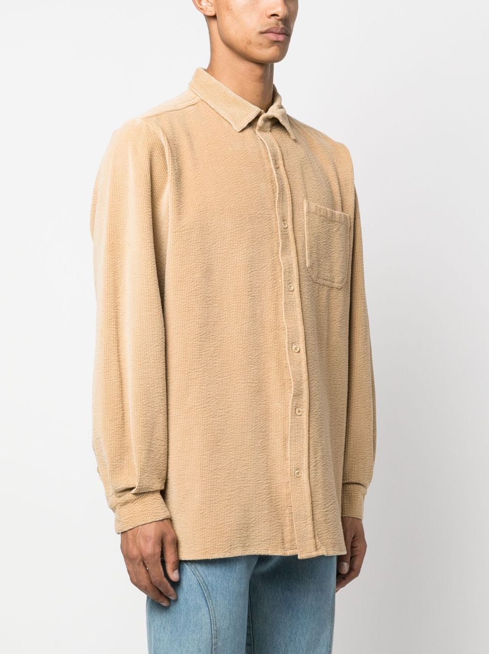 Shop Erl Corduroy Long-sleeve Cotton Shirt In Neutrals
