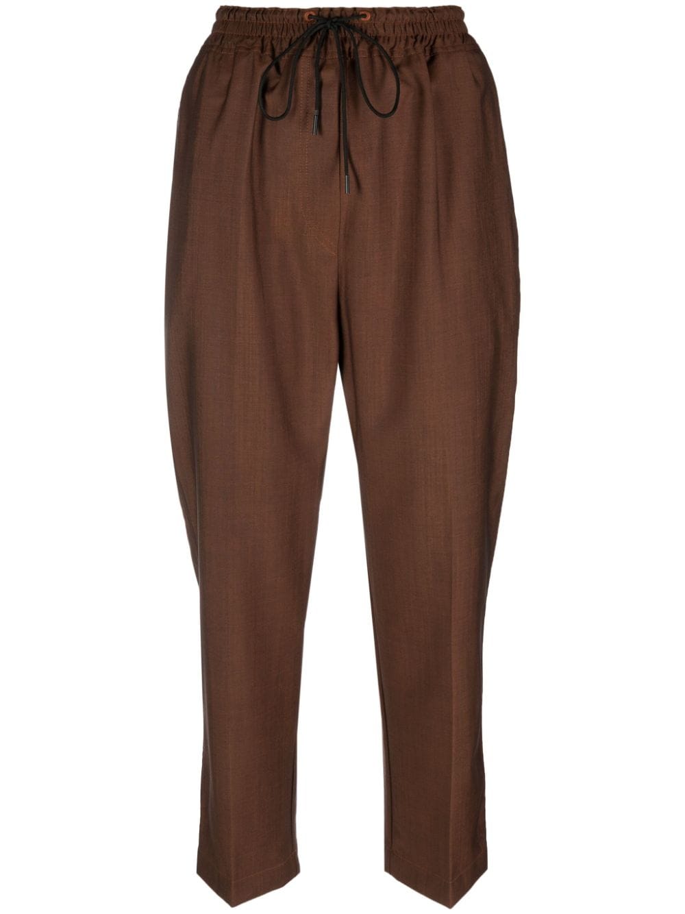 Christian Wijnants Pilar Mélange-effect Cropped Trousers In Brown