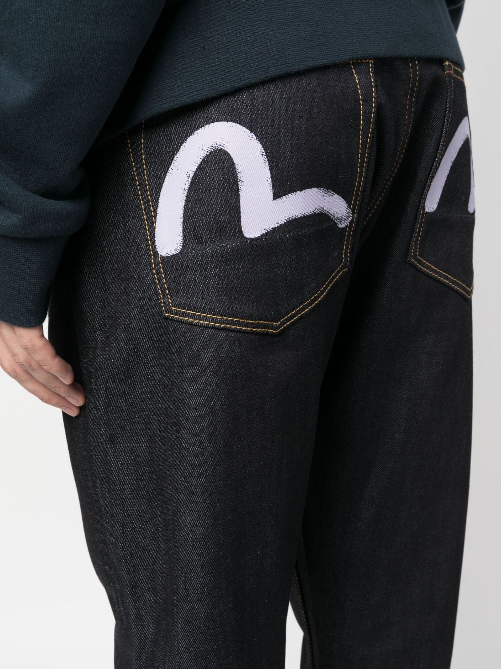 logo-print tapered jeans