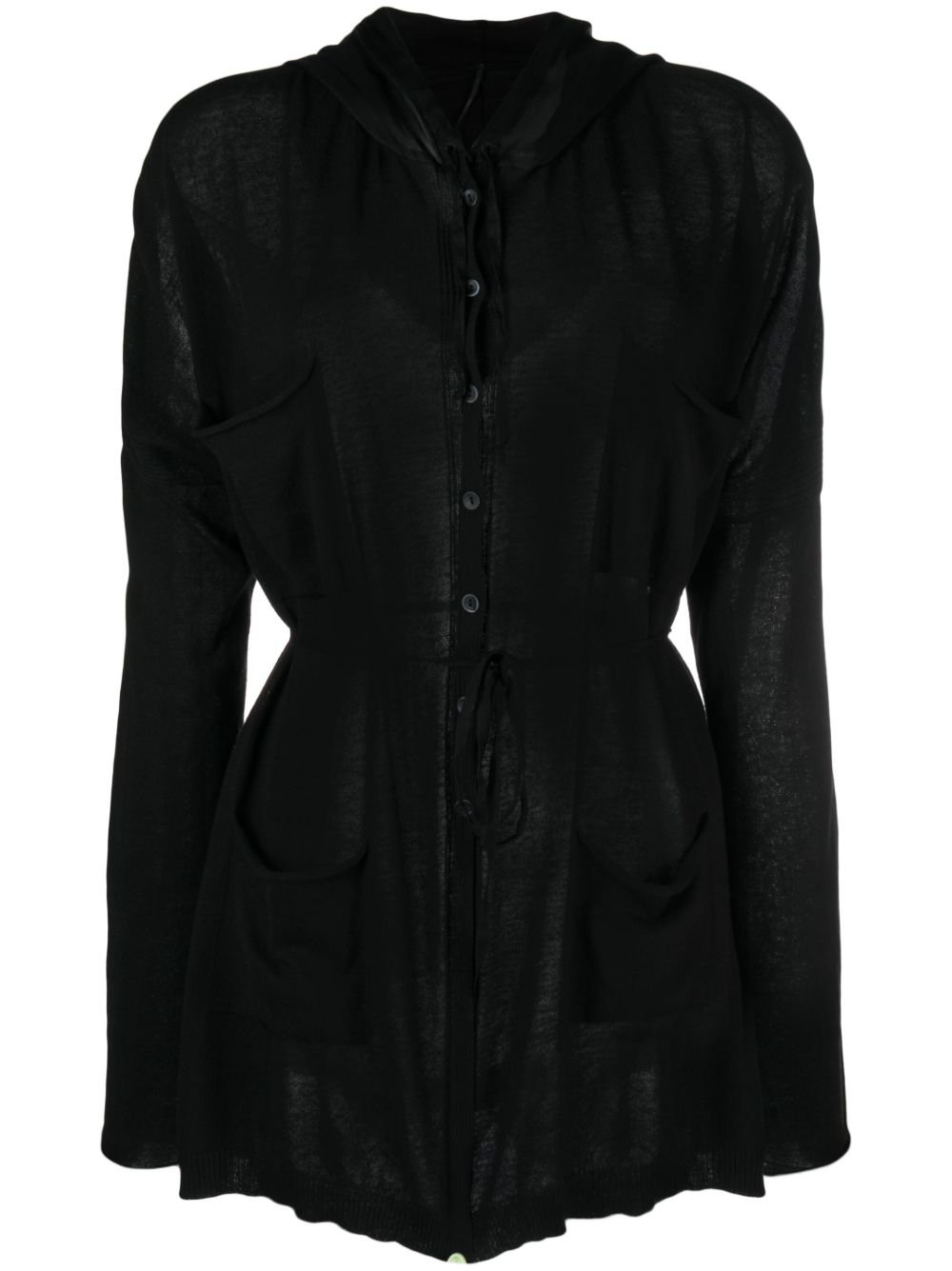 Masnada Fitted-waist Hooded Cardigan In Black