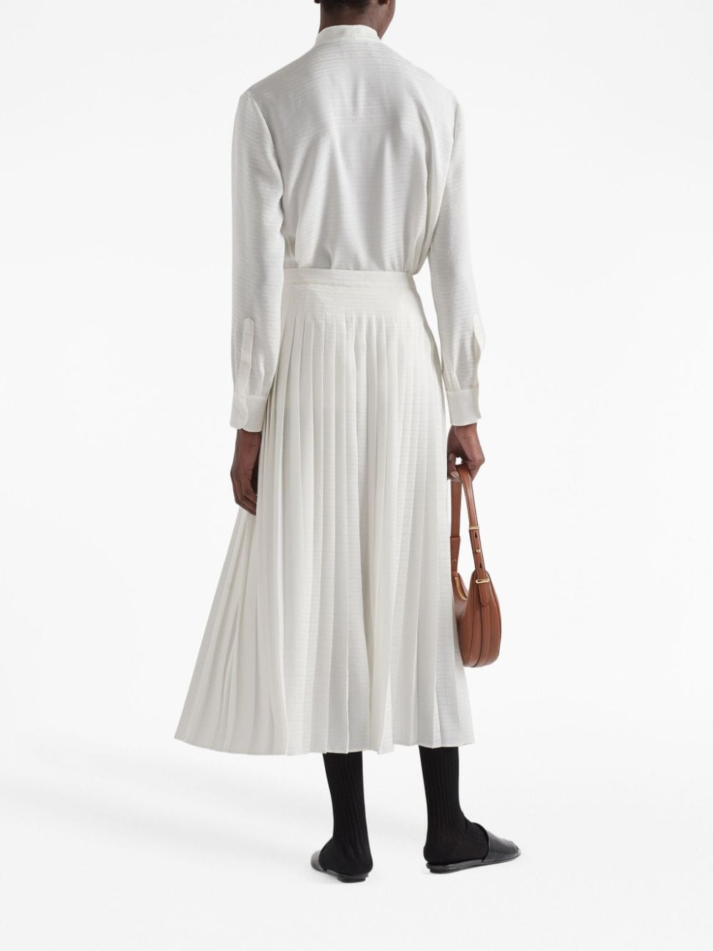 Shop Prada Logo-jacquard Silk Maxi Skirt In White