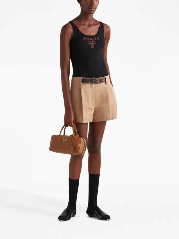 Prada logo-print Silk Tank Top | Black | FARFETCH