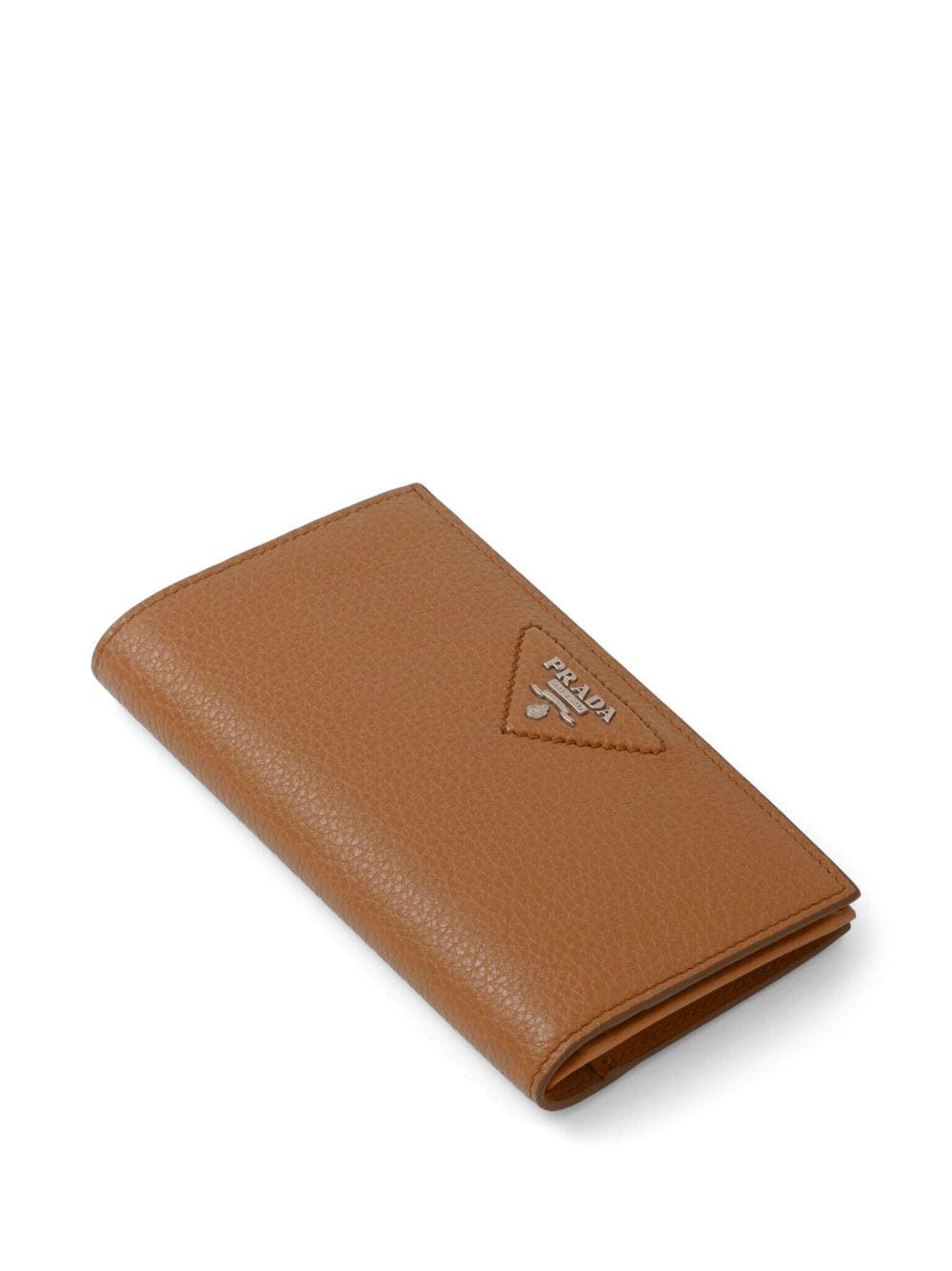 Shop Prada Triangle-logo Leather Wallet In Brown