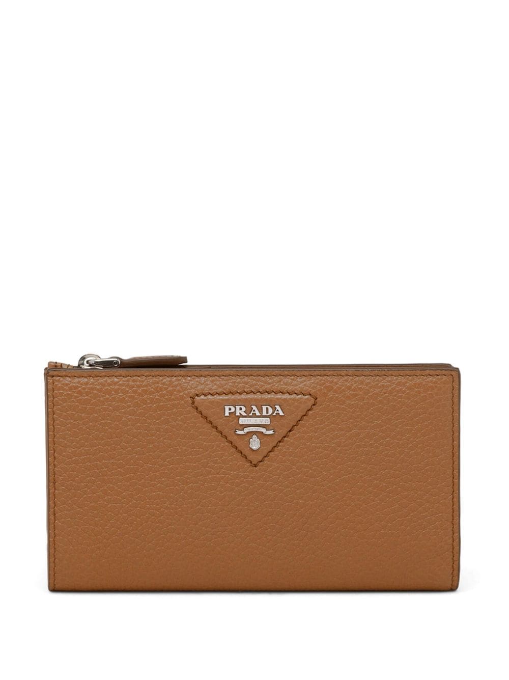 Prada Triangle-logo Leather Wallet In Brown