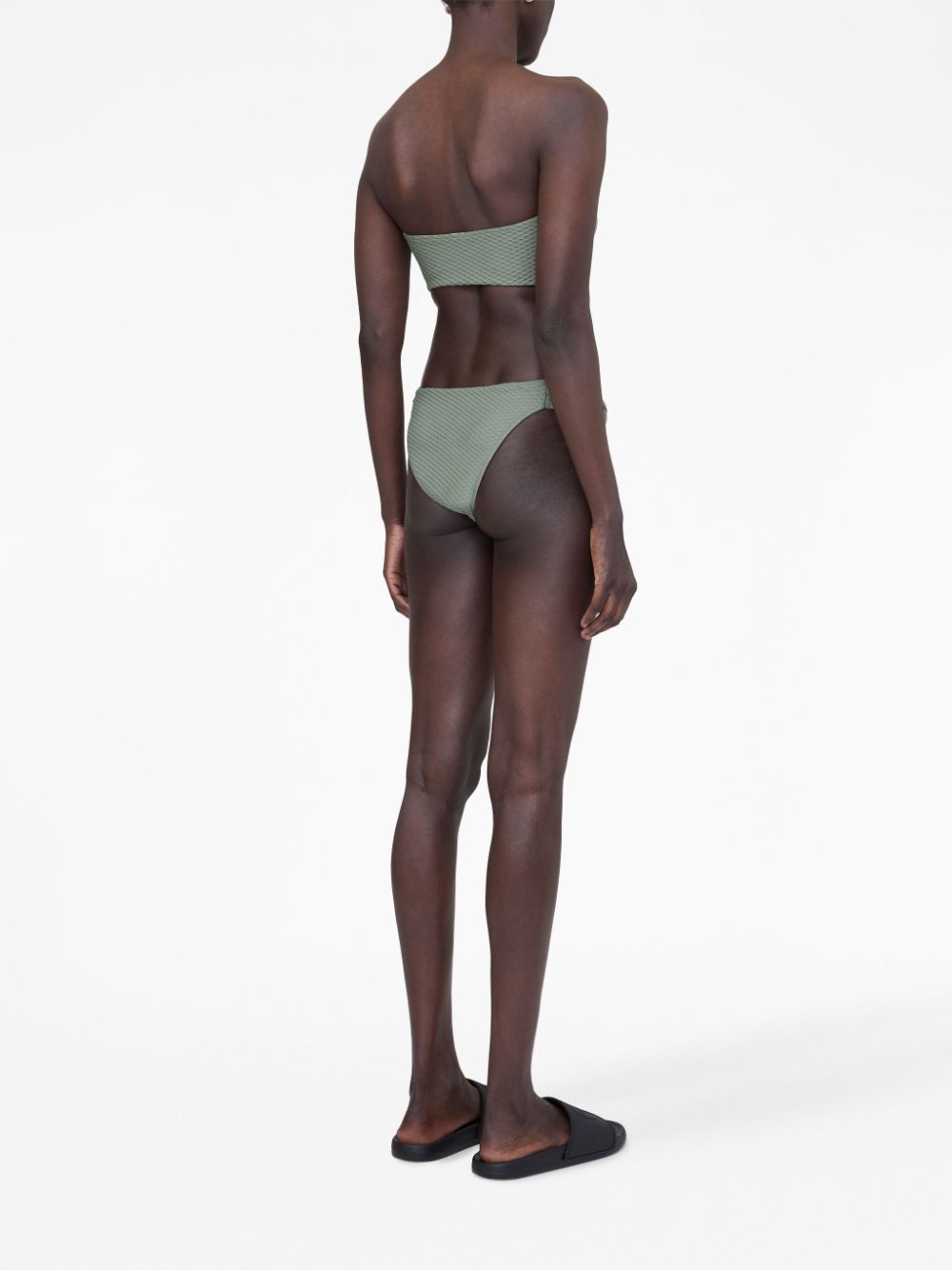 Shop Anine Bing Naya High-cut Bikini Bottom In Green