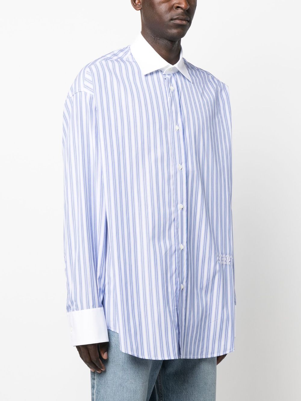 MM6 Maison Margiela logo-embroidered striped cotton shirt Men