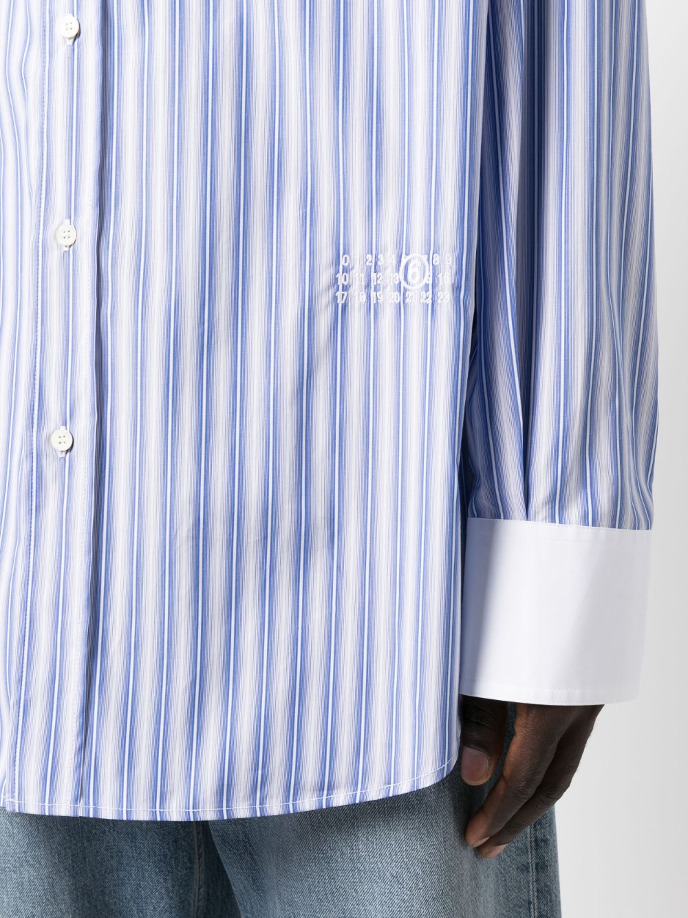 MM6 Maison Margiela logo-embroidered striped cotton shirt Men