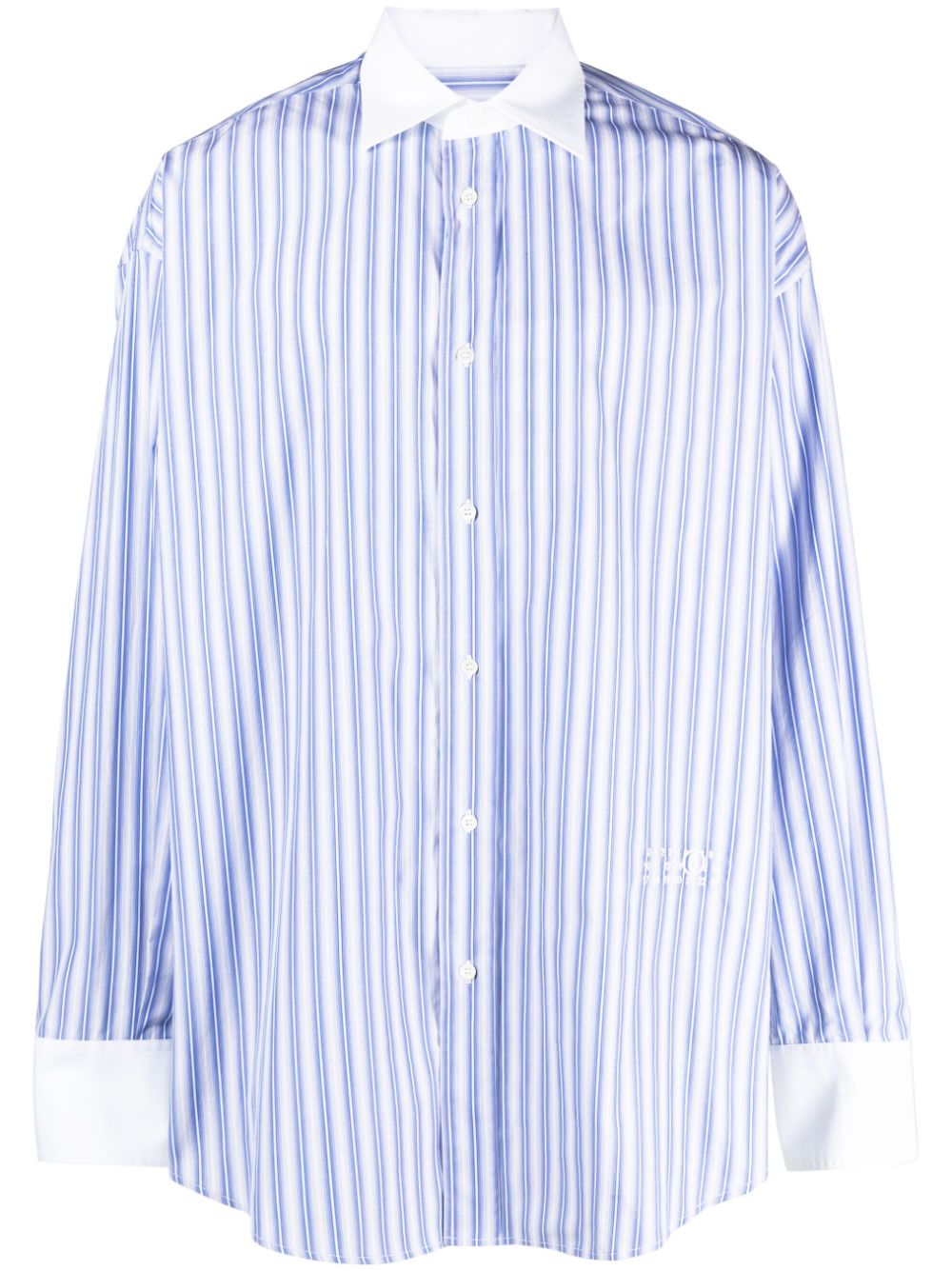 MM6 Maison Margiela logo-embroidered striped cotton shirt Men