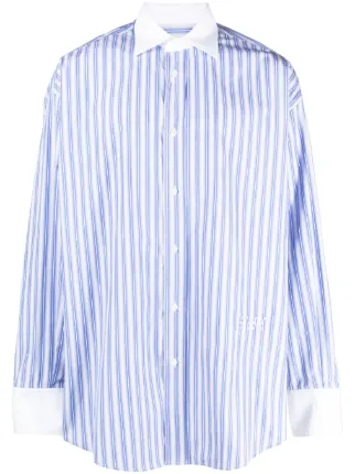 MM6 Maison Margiela ロゴ ストライプ シャツ | ブルー | FARFETCH JP