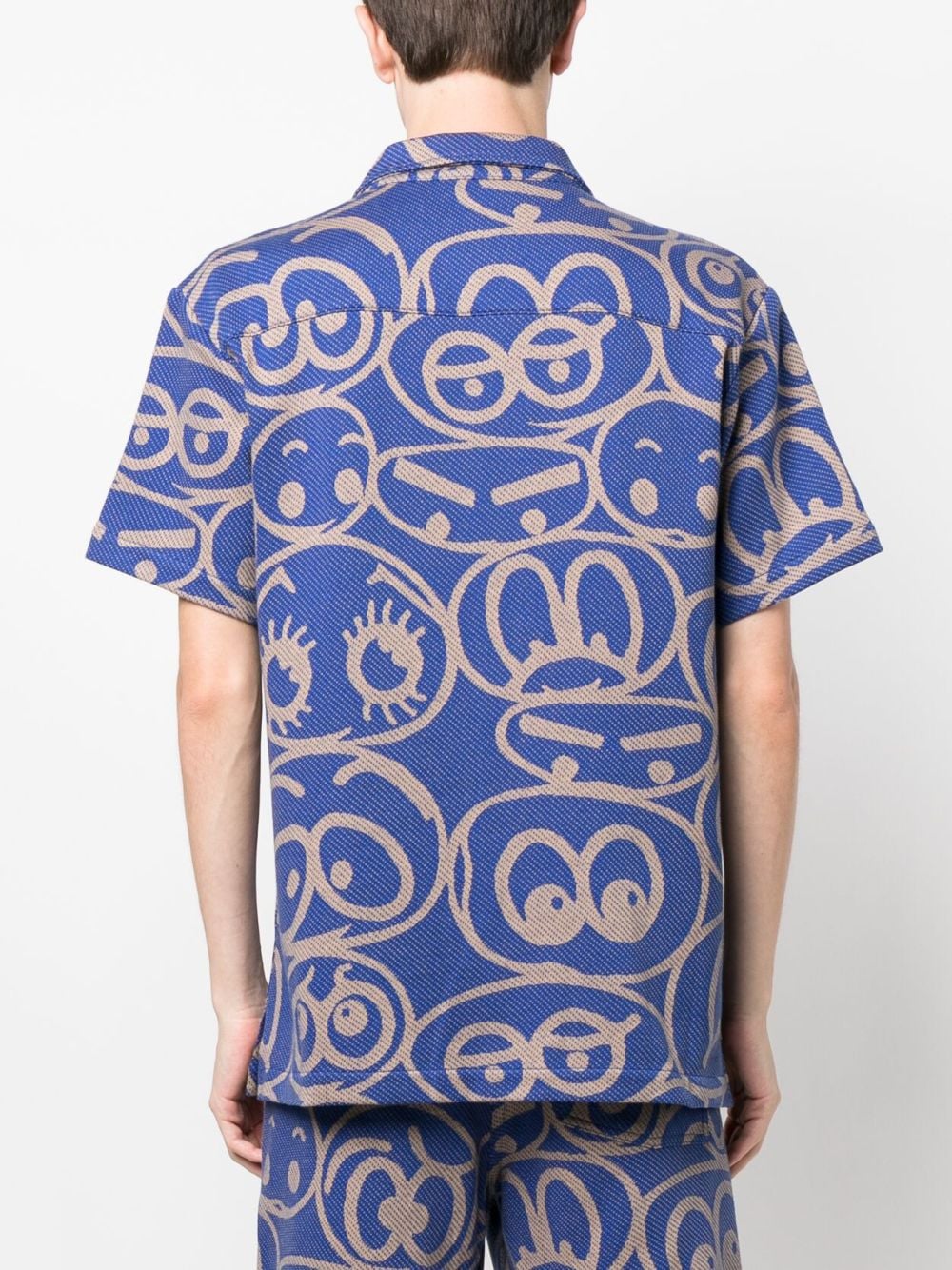 Shop The Elder Statesman Graphic-print Cotton Shirt In Blau