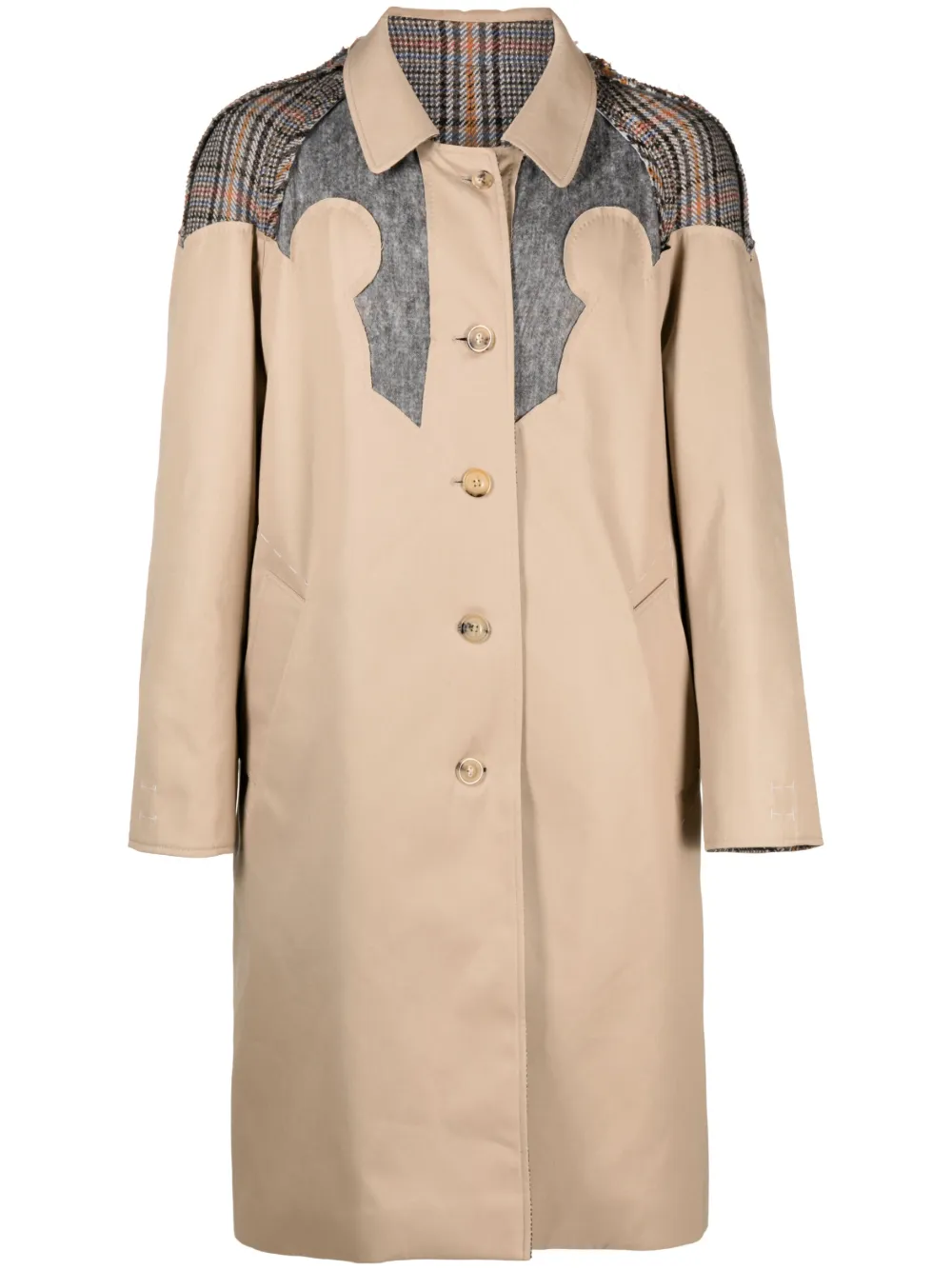 MAISON MARGIELA, Patchwork Shoulder Reversible Trench Coat