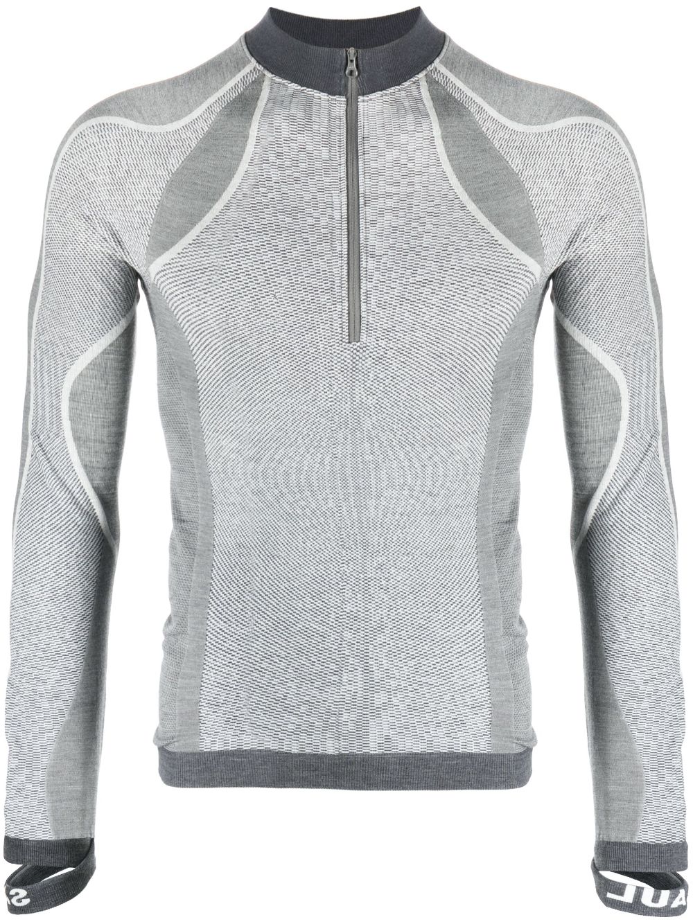 Shop Saul Nash Intarsia-knit Wool-blend Compression Top In Grey