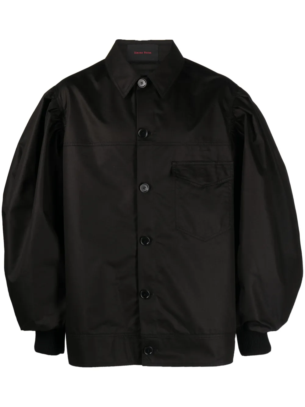 workwear puff-sleeved bomber jacket