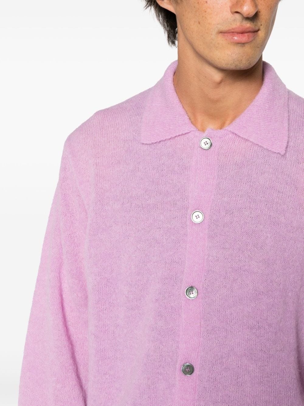 Shop Our Legacy Evening Knitted Polo Shirt In Violett