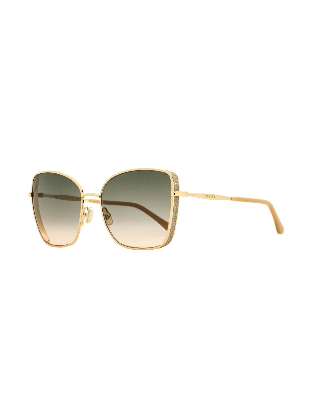 Shop Jimmy Choo Alexis Glitter-detail Sunglasses In Py3ff Gold/nude