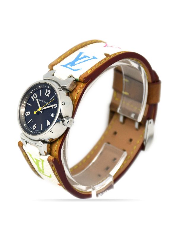 Louis Vuitton Brown Stainless Steel and Leather Tambour Q1211
