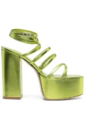 Paris Texas Melena 135mm metallic platform sandals - Green