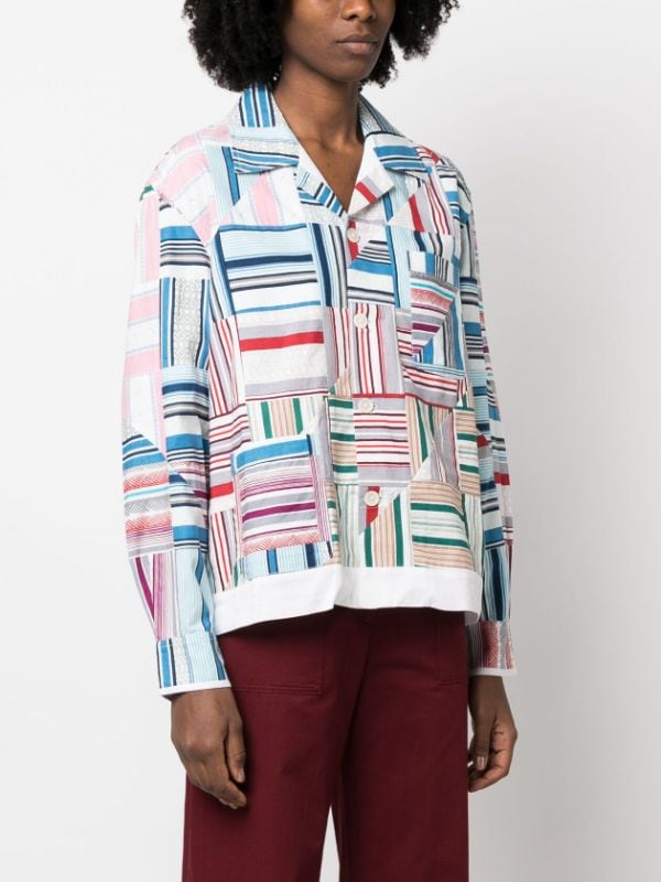 BODE Patchwork long-sleeve Oxford Shirt - Farfetch