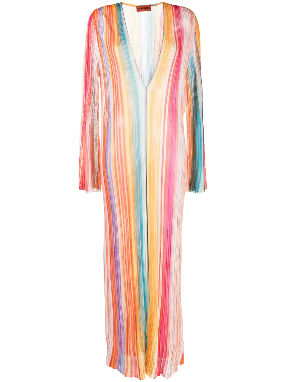 Missoni V-neck Striped Maxi Dress In Multicolour