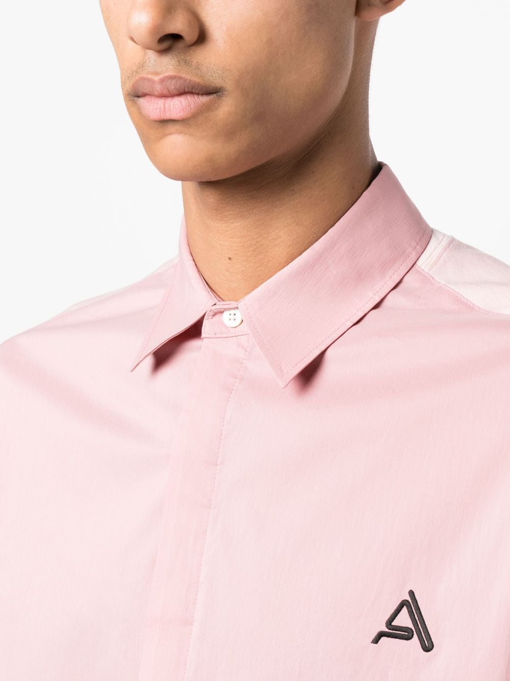 Shop Ambush Logo-embroidered Cotton Shirt In Pink