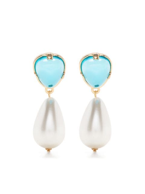 Kenneth Jay Lane Aqua pearl drop earrings