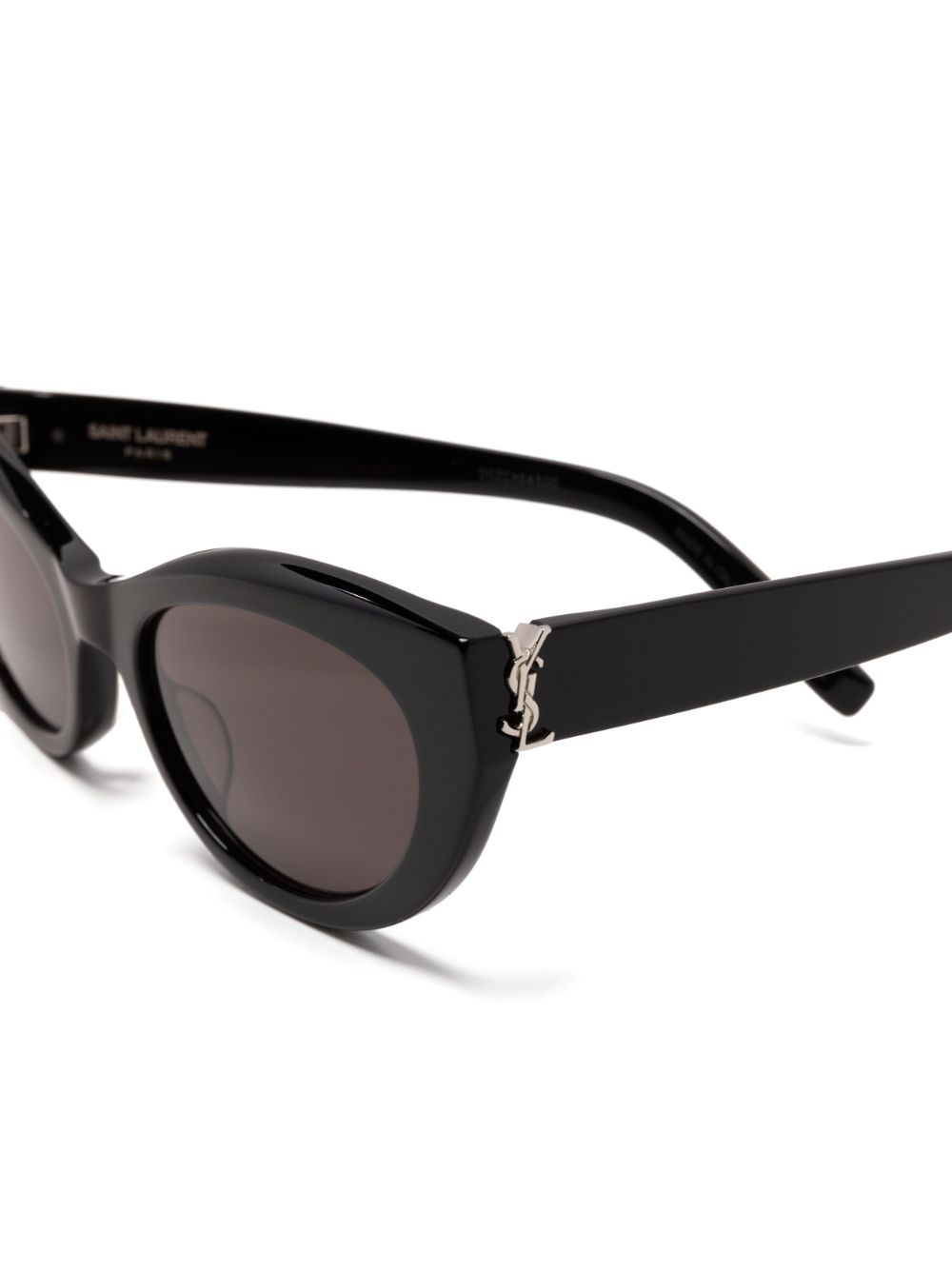 Shop Saint Laurent Logo-lettering Cat-eye Frame Sunglasses In Black