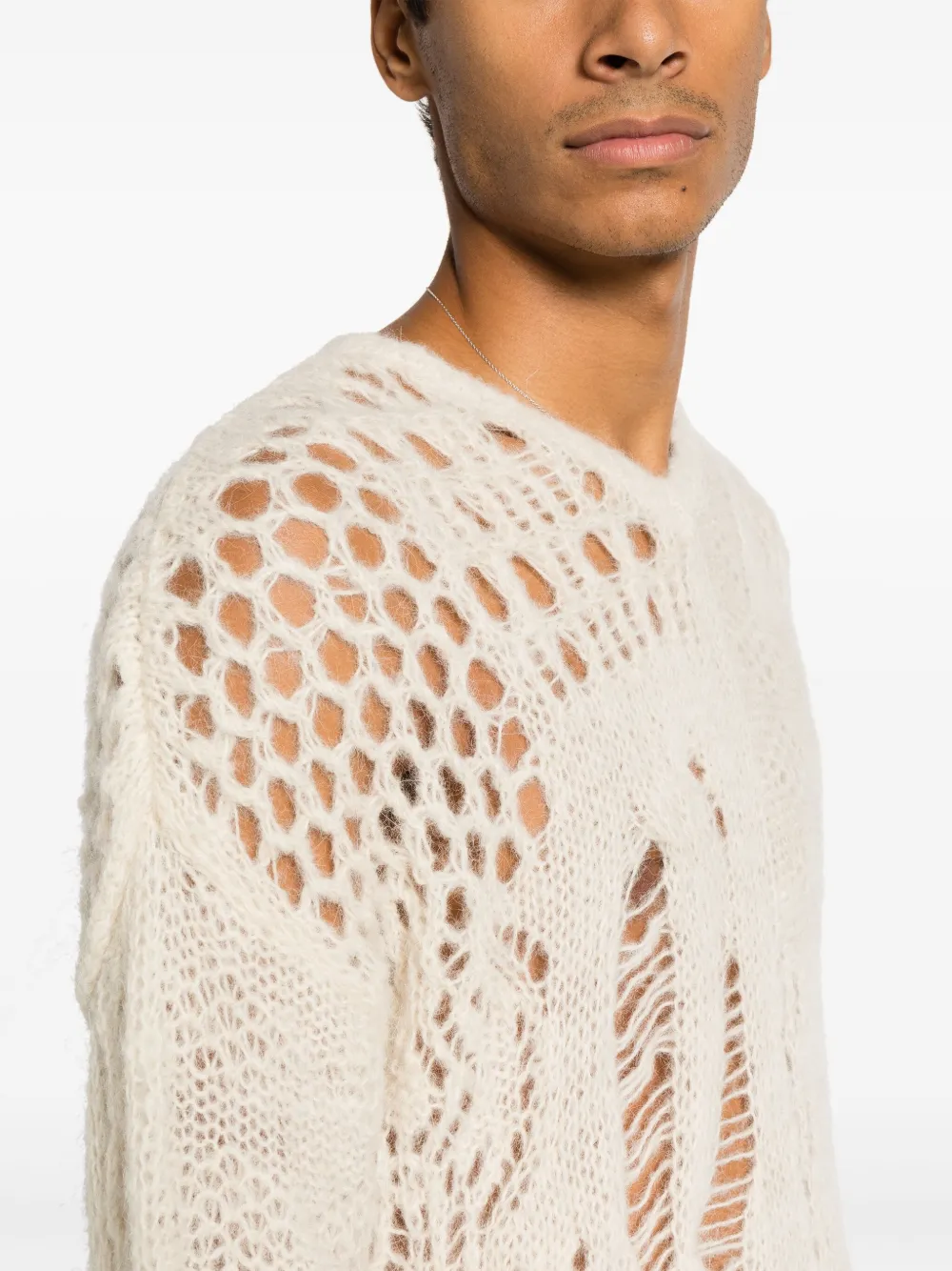 Shop Our Legacy Crochet-knit Alpaca-wool Jumper In Weiss