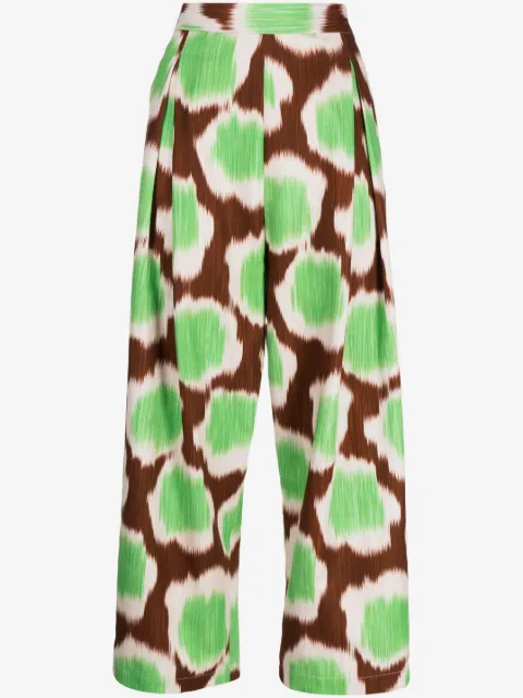 Biyan straight-leg graphic-print trousers