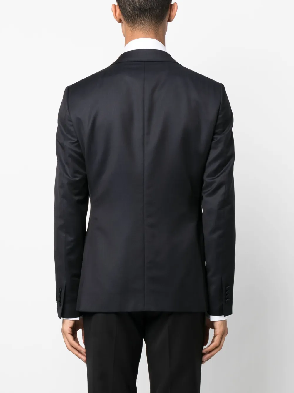 Zegna Logo-patch Single-breasted Blazer In Blue