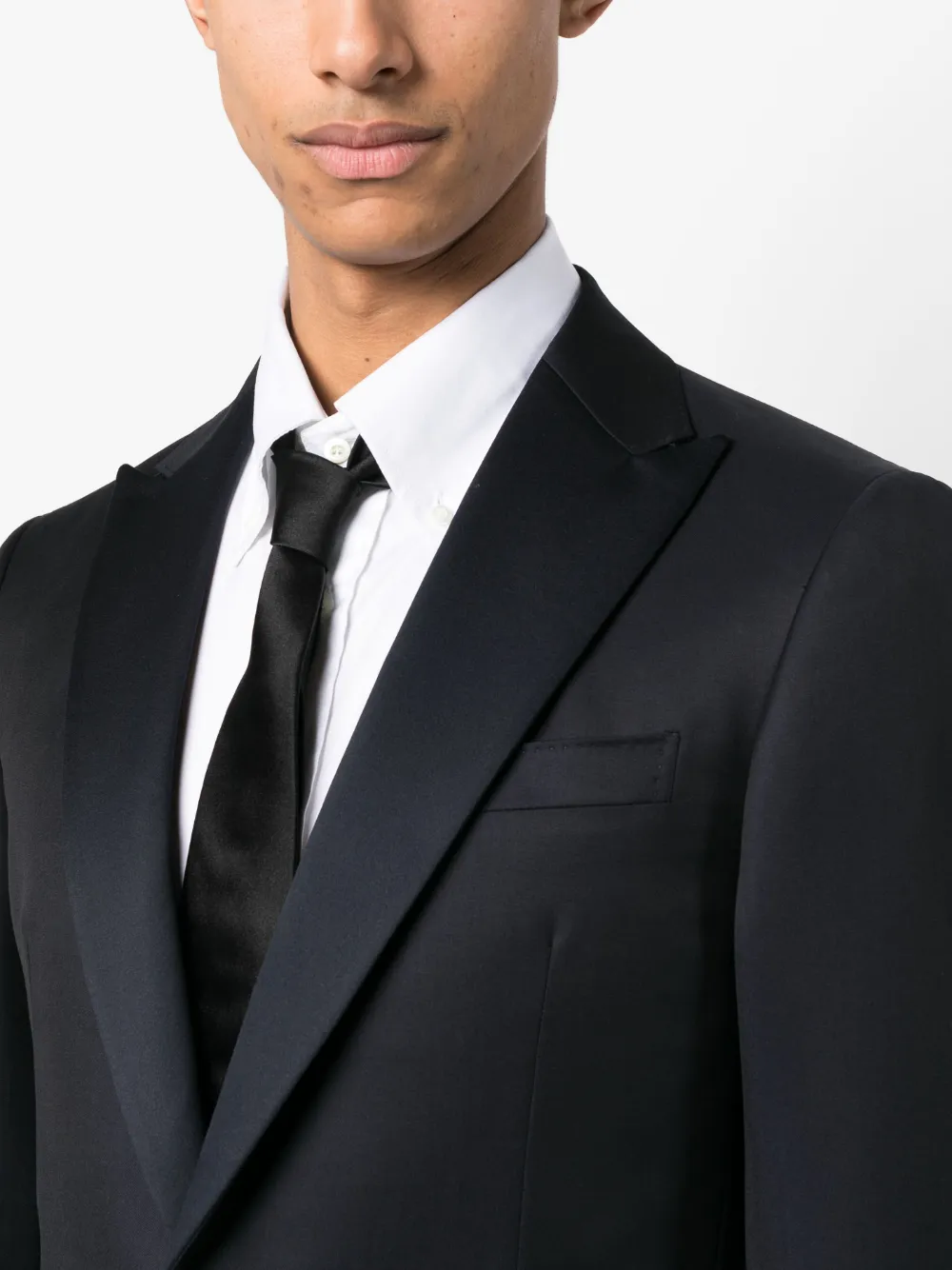 Zegna Logo-patch Single-breasted Blazer In Blue
