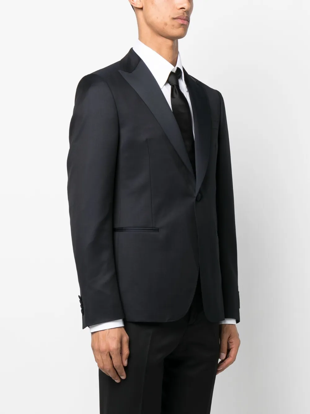 Shop Zegna Logo-patch Single-breasted Blazer In Blue