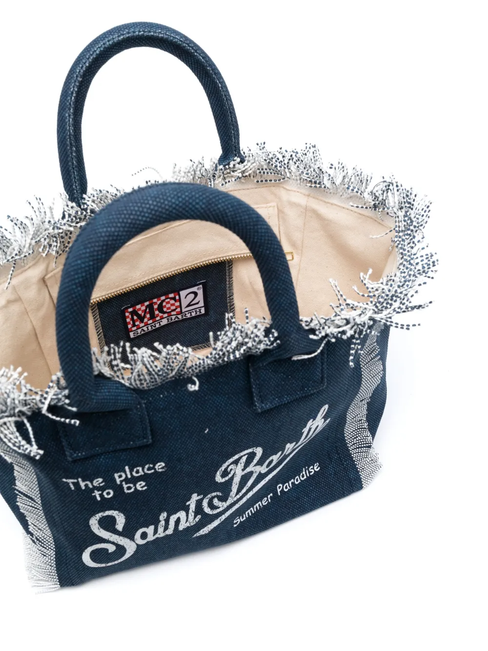 Mc2 Saint Barth Colette Canvas Beach Bag In Blue