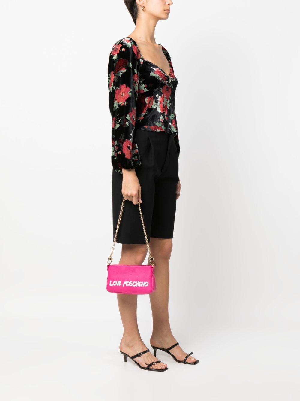 Shop Love Moschino Logo-print Shoulder Bag In Pink