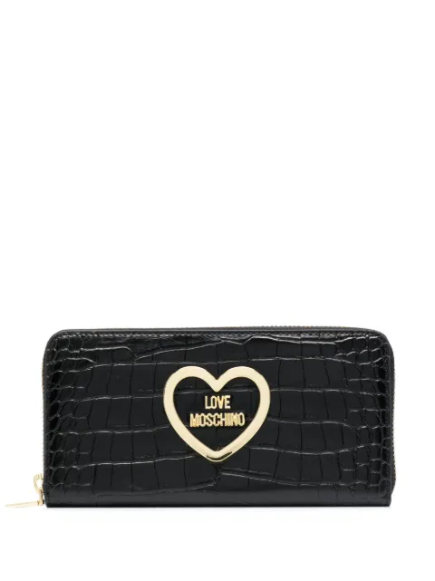 Love Moschino crocodile-effect logo-plaque wallet
