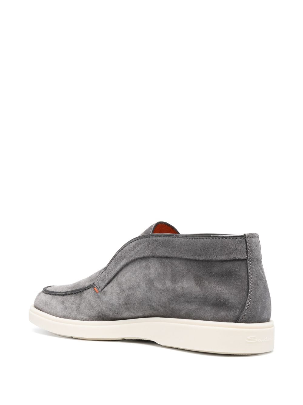 Shop Santoni Almond-toe Suede Boots In Grey
