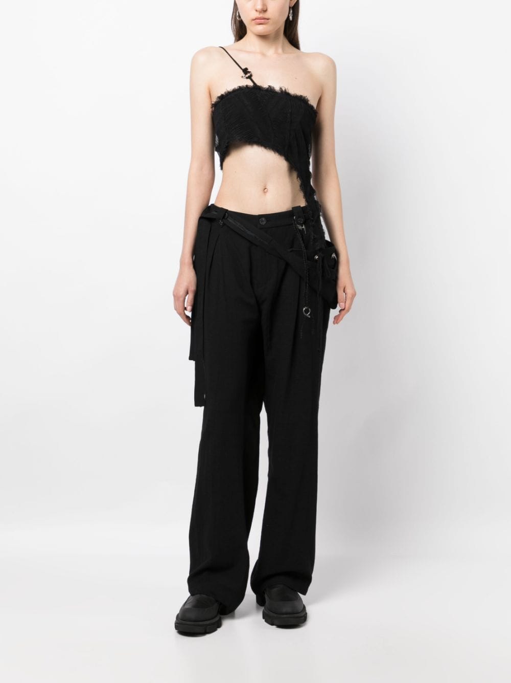 Hyein Seo Bag low-rise cotton-linen trousers - Zwart